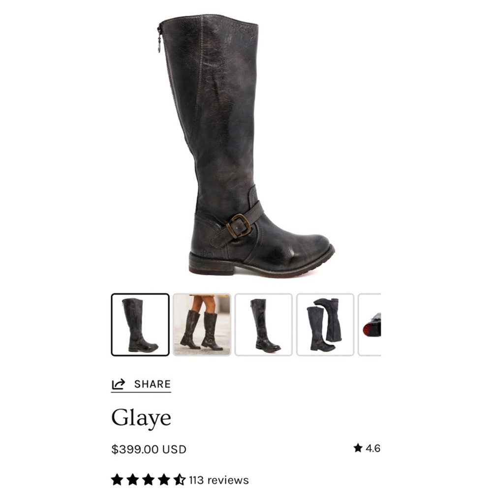 BED|STU Glaye Women's Black Rustic Brown Leather Tall Boots - Picture 6 of 6